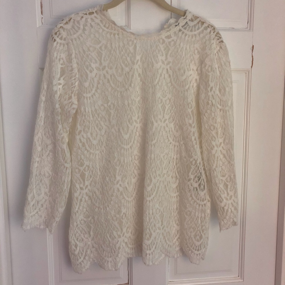 Ivory lace blouse from Zara.